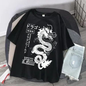 Fascinante Camiseta para Mujer con Estampado de Dragón