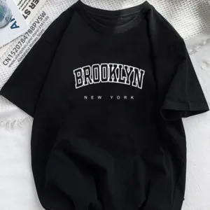 Innovador Camiseta Estampada Con Letras De Brooklyn
