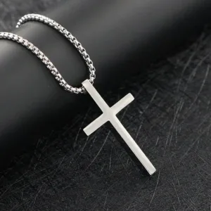 Extraordinario Collar de Cruz de Acero Inoxidable