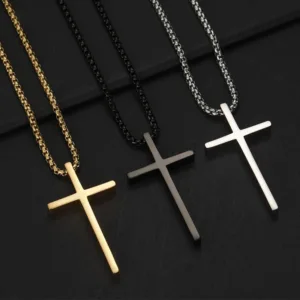 Extraordinario Collar de Cruz de Acero Inoxidable