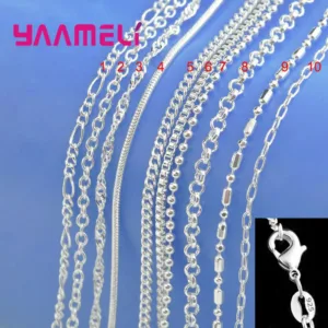 Collar Elegante De Lujo Con Cadena Fina De Plata 925