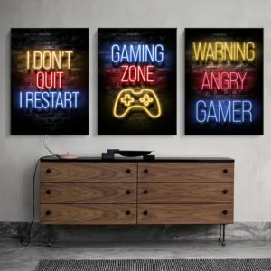 Pósteres de Pared de Neón Estilo Gamer Nuevo Decoración