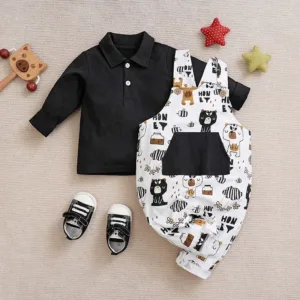 Significativo Polo de manga larga con estampado para bebes