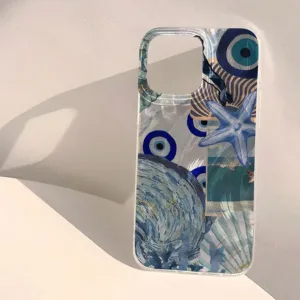Funda de teléfono con diseño de playa y paisaje costero para iPhone 15 16 14 13 12 11 Pro Max