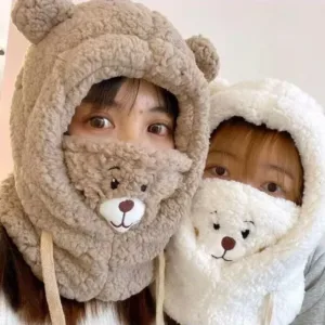 Gorro de cordero con orejas de oso