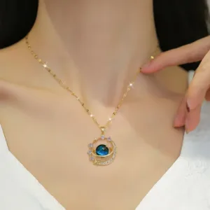 Collar Colgante De Tierra Espacial De Saturno Con Circón: ¡Un Accesorio Celestial!