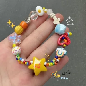 Pulsera de cuentas coloridas y elásticas simples